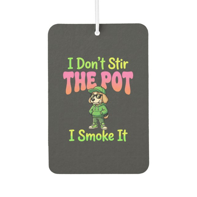 Funny Pot Smoking Dog Stoner Car Air Freshener (Front)