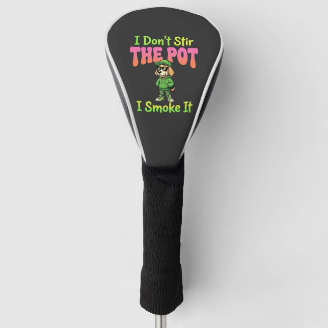 Funny Pot Smoking Dog Stoner Golf Head Cover (Front)