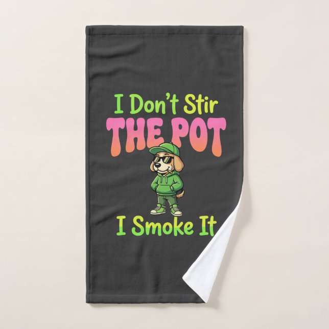 Funny Pot Smoking Dog Stoner Hand Towel (Hand Towel)
