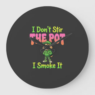 Funny Pot Smoking Dog Stoner Large Clock