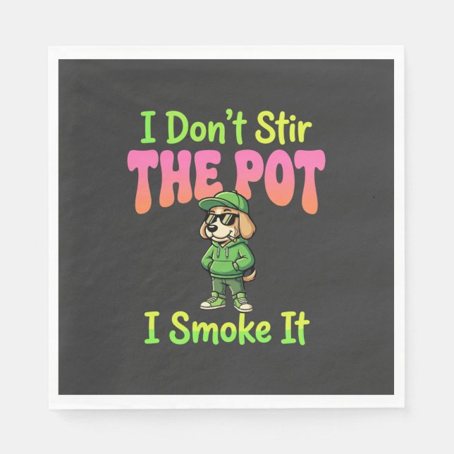 Funny Pot Smoking Dog Stoner Napkin (Front)
