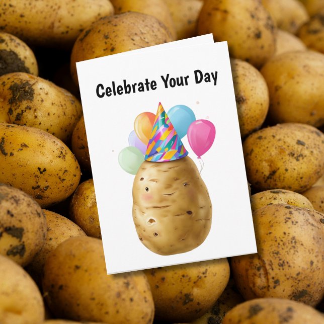 Funny Potato Birthday Gift with Party Hat Card (Creator Uploaded)