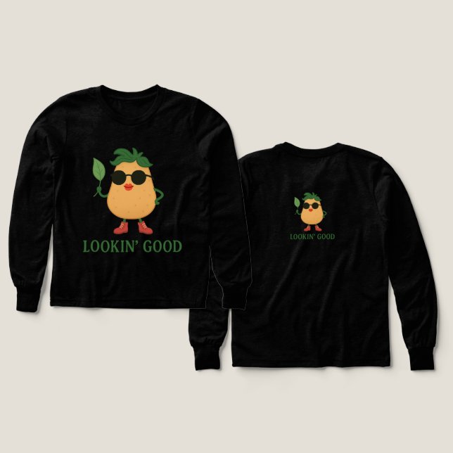 Funny Potato Boys Long Sleeve Shirt (Design Front & Back)