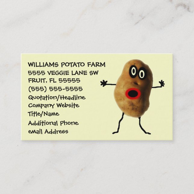 Funny Potato Farmer Advertising Business Card (Front)