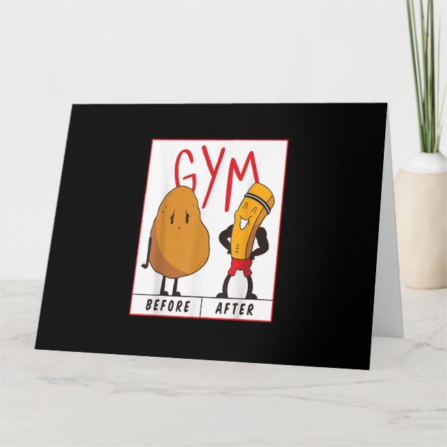 Funny Potato Gym Before After Workout Gift Fitness Card (Front)