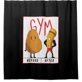 Funny Potato Gym Before After Workout Gift Fitness Shower Curtain