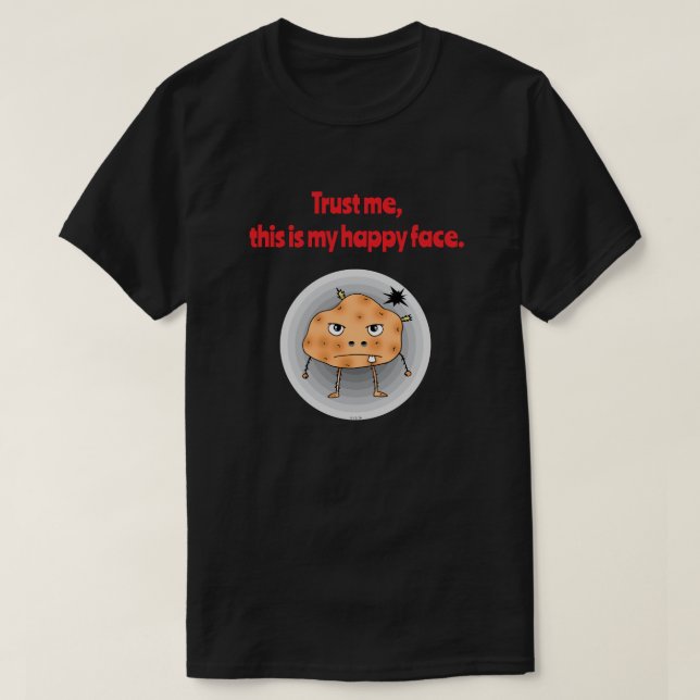Funny Potato Happy Face T-Shirt (Design Front)