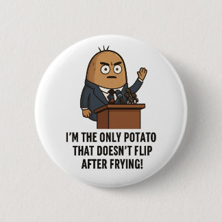 "Funny Potato Press Conference – Political Humour  6 Cm Round Badge