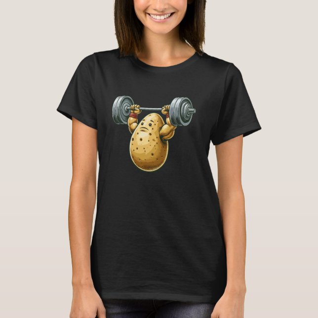 Funny Potato Weightlifting Artwork Funny Weightlif T-Shirt (Front)