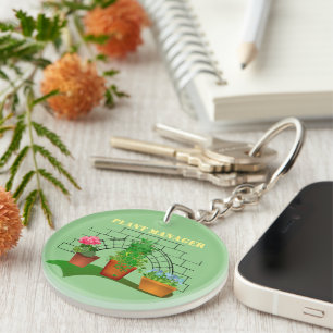 Funny Potted Flowers Plant Manager Personalised Key Ring