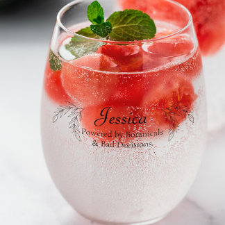 Funny "Powered by Botanicals" Peronalised Glass