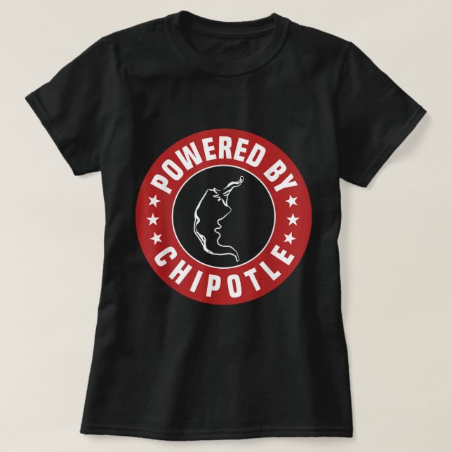 Funny Powered By Chipotle Design Chilli Pepper  T-Shirt (Design Front)