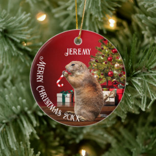 Funny Prairie Dog Christmas Tree Ceramic Tree Decoration