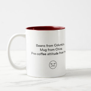 Funny Pre-Coffee Attitude Minimalist Two-Tone Coffee Mug