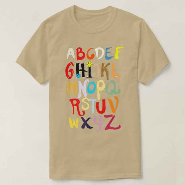 Funny Pre K Kindergarten Hi Alphabet Back To Schoo T-Shirt (Design Front)