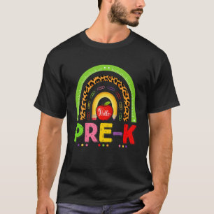 Funny Pre-K Leopard Rainbow Hello Back To School T T-Shirt
