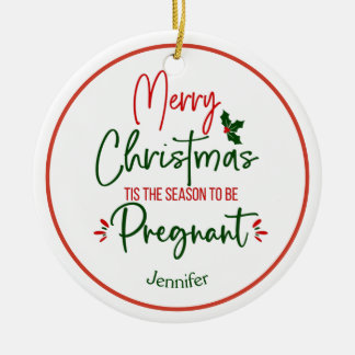 Funny Pregnancy Announcement Christmas Ceramic Tree Decoration