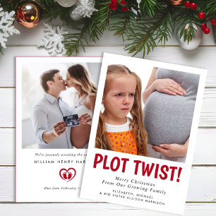 Funny Pregnancy Plot Twist Photo Christmas Holiday Card