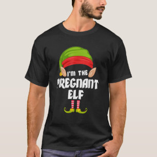 Funny Pregnant Elf Matching Family Group PJ Christ T-Shirt