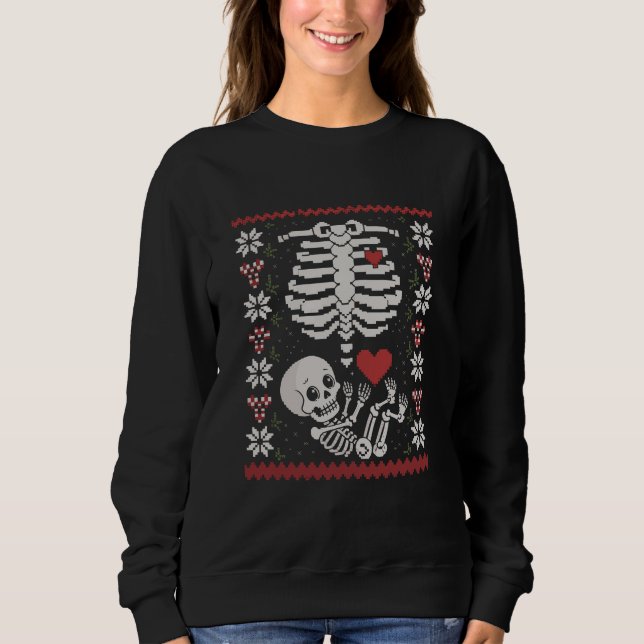 Funny Pregnant Ugly Christmas Sweaters Skull (Front)