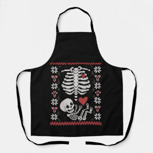 Funny Pregnant Ugly Christmas Sweaters Skull Apron
