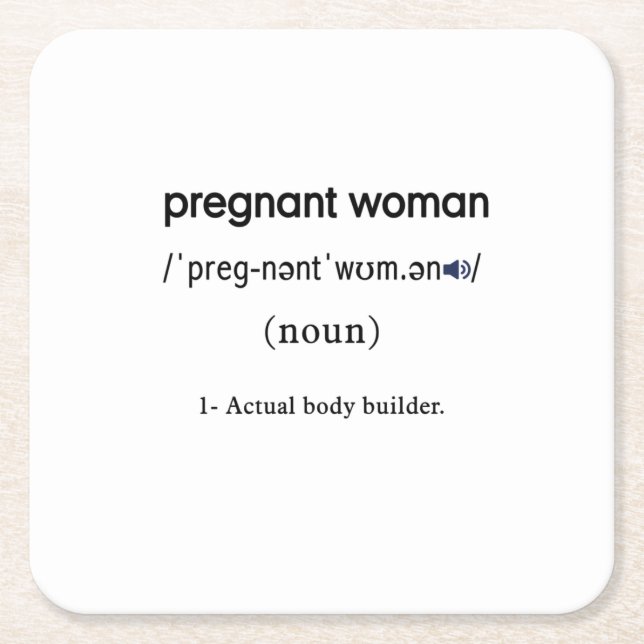 funny pregnant woman definition square paper coaster (Front)