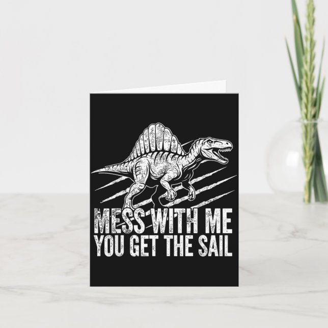 Funny prehistoric sail raptor spinosaurus dinosaur card (Front)