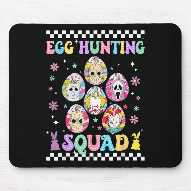 Funny Prepare To Groovy Dye Horror Egg Hunting Squ Mouse Pad (Front)