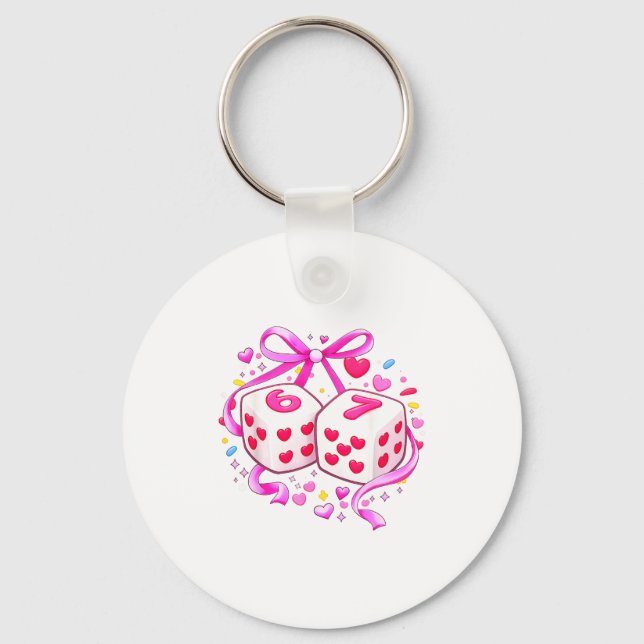 Funny Preppy 67 Valentine Six Seven Dice 6 7 Women Key Ring (Front)