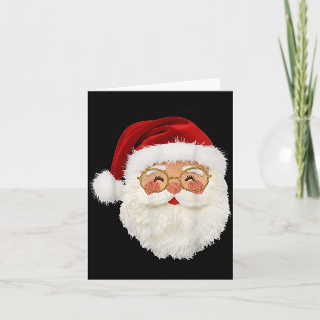 Funny Preppy Realistic Faux Yarn Santa Claus Merry Card (Front)