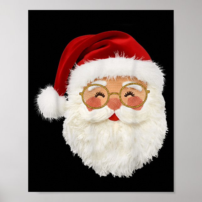 Funny Preppy Realistic Faux Yarn Santa Claus Merry Poster (Front)
