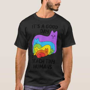 Funny Preschool Teacher Teach Tiny Humans Rainbow  T-Shirt