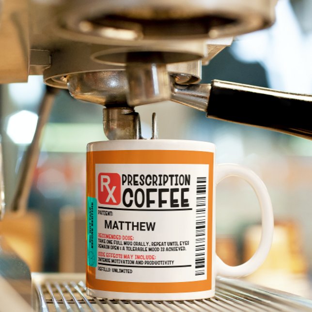 Funny Prescription Coffee Label Personalised  Mug (Creator Uploaded)