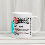 Funny Prescription Coffee Label Personalised   Travel Mug<br><div class="desc">This design may be personalised in the area provided by changing the photo and/or text. Or it can be customised by clicking Personalise this Template and then choosing the click to customise further option and delete or change the colour of the background, add text, change the text colour or style,...</div>