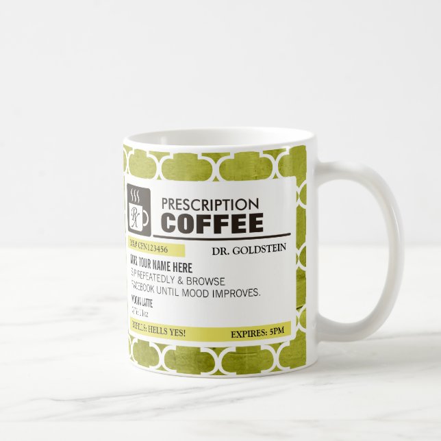 Funny Prescription Coffee Mug with Monogram (Right)