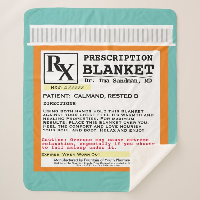 Funny Prescription Get Well  Sherpa Blanket (Front)