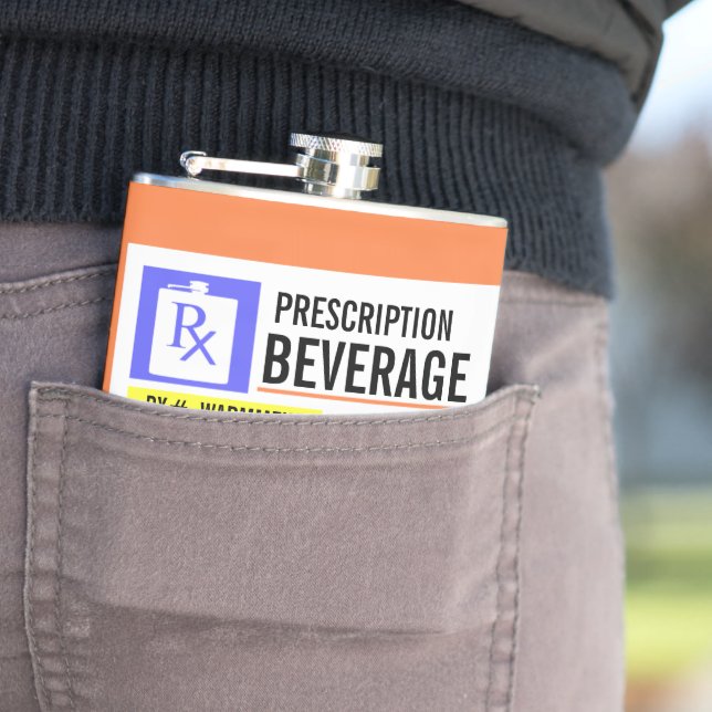 Funny Prescription Label 8 oz. Beverage Flask (In Situ)