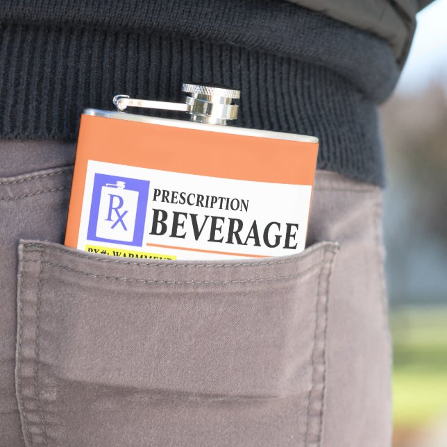 Funny Prescription Label Beverage Flask (In Situ)