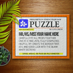 Funny Prescription Label Personalised Jigsaw Puzzle