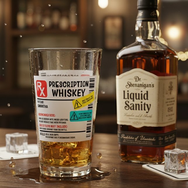 Funny Prescription Whiskey Custom Warning Label  Glass (Creator Uploaded)