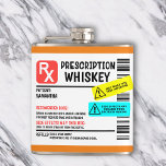 Funny Prescription Whiskey Custom Warning Label  Hip Flask<br><div class="desc">This design may be personalised in the area provided by changing the photo and/or text. Or it can be customised by clicking Personalise this Template and then choosing the click to customise further option and delete or change the colour of the background, add text, change the text colour or style,...</div>