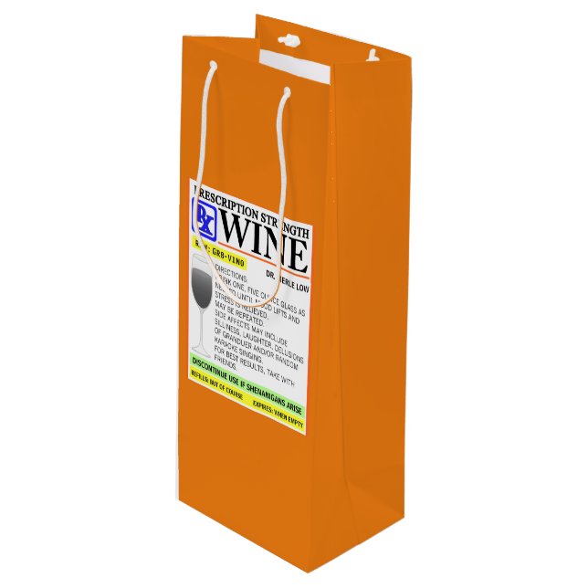 Funny Prescription Wine Gift Bag (Front Angled)