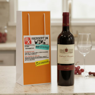 Funny Prescription Wine Warning Label Personalised Wine Gift Bag