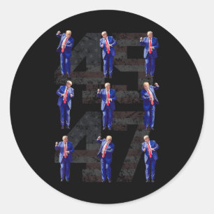 Funny President Trump 4547 Dancing Dance Moves Meg Classic Round Sticker