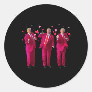 Funny President Trump Dancing Donald Trump Heart V Classic Round Sticker