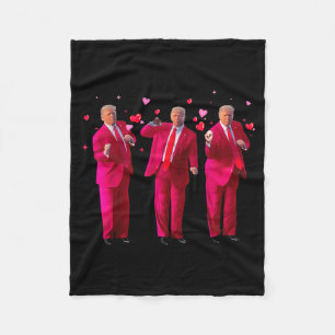 Funny President Trump Dancing Donald Trump Heart V Fleece Blanket