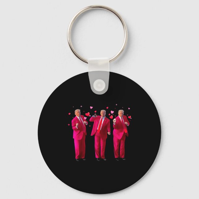 Funny President Trump Dancing Donald Trump Heart V Key Ring (Front)