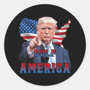 Funny President Trump Gulf Of Usa America Usa Flag Classic Round Sticker