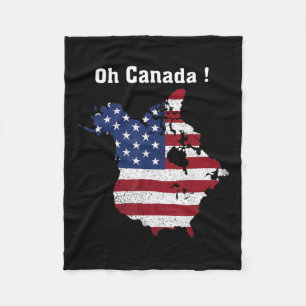 Funny President Trump Saying Oh Canada Map America Fleece Blanket