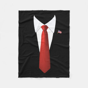 Funny President Trump Suit Lazy Halloween Costume  Fleece Blanket